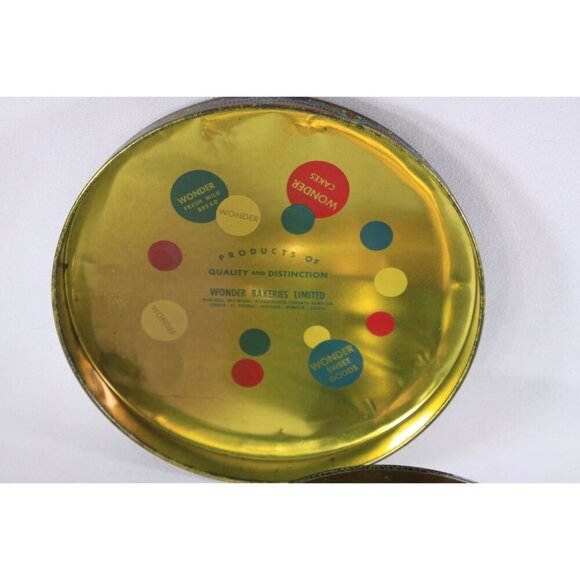 Vintage lithographed fruit cake tin, Baroque medallion decorative storage tin - Picture 8 of 10